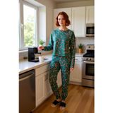 Kadın Kışlık Yılbaşı Baskılı Pamuklu Pijama Takımı Rahat Kullanım Günlük İçin