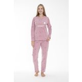 Kadın Kışlık Yıldız Desenli Fitilli Polar Pijama Takımı Pembe