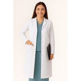 Kadın Klasik Yaka Alpaka Kumaş Slim Fit Önlük, Doktor, Öğretmen, Hemşire, Stajyer, Çalışma Önlüğü Beyaz
