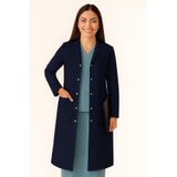 Kadın Klasik Yaka Alpaka Kumaş Slim Fit Önlük, Doktor, Öğretmen, Hemşire, Stajyer, Çalışma Önlüğü, Lacivert, 40