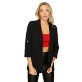 Kadın Kolları Katlamalı Blazer Ceket Siyah 36