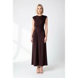 Kadın Kolsuz Bisiklet Yaka Vücuda Oturan Maxi Elbise Büzgülü Drape Detaylı Uzun Gece Abiye Günlük