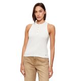 Kadın Kolsuz Gold Düğmeli Slim Fit Beyaz T-Shirt WW0WW49251-YBL