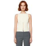 Kadın Kolsuz Örme Bluz Kayık Yaka Fitted Kalıp Rahat Günlük Stil Ve Şık Modern_Taş-XL