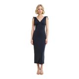 Kadın Kolsuz V Yaka Bodycon Maxi Elbise Modal Kumaş Bağlama Detaylı Astarlı Rahat Kesim Günlük Şık