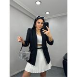 Kadın Kolu Büzgülü Blazer Ceket - Siyah - 36 - Regular Fit