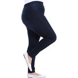 Kadın Kot Pantolon Toparlayıcı Full Likra Beli Lastikli Yüksek Bel Büyük / Küçük Beden- K. Lacivert - XL