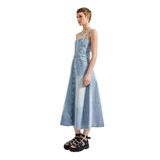 Kadın Kot Rengi Maxi Boy A Tipi Kesim Denim Elbise Kot Rengi 34