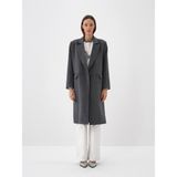 Kadın Koyu Gri Esnek Dokulu Oversize Kaban - XS