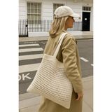 Kadın Krem Crochet Edition Örgü Tote Omuz Çantası