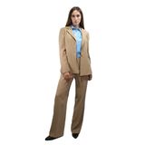 Kadın Kruvaze Yaka Uzun Kollu Vatkalı Camel Ceket WF3093T7982-71320