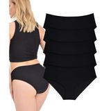 Kadın Külo, Battal Külot, Büyük Beden Yüksek Bel Külot, 5li Paket, Siyah, 4XL