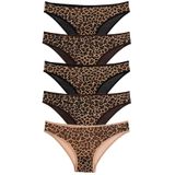 Kadın Külot 5 li Paket Likralı Leopar Pamuklu KAHVERENGİ