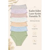 Kadın Külot 7 Li Paket Likralı Pamuklu Lazer Kesim Mixcolor