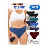 Kadın Külot Pamuklu Slip Renkli 10'lu Paket Yüksek Bel Iç Çamaşırı (MULTİCOLOR - X39)