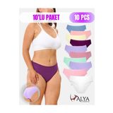 Kadın Külot Pamuklu Slip, Renkli, Büyük Beden Iç Çamaşırı 10'lu Paket ( Multicolor-x33 )