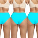 Kadın Külot%100 Pamuklu Yüksek Bel Likrali Hipster Külot (3'Lü Buz Mavisi, 2XL/3XL)