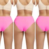 Kadın Külot%100 Pamuklu Yüksek Bel Likrali Hipster Külot (3'Lü Pembe, L/XL)