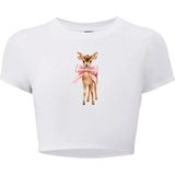 Kadın Kurdele Ceylan Crop T-Shirt Beyaz