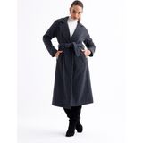Kadın Kuşaklı Kaşe Kaban - XL - Antrasit