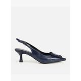 Kadın Lacivert Arkası Açık Toka Detaylı Kısa Topuklu Stiletto 01AYH320780A680