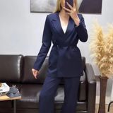 Kadın Lacivert Blazer Ceket Pantolon Takım - 40