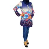 Kadın Lacivert Çiçekli Tunik Akr303