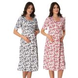 Kadın Lacivert Hamile Lohusa Kısa Kollu Gecelik, L, EFT8013EF-86D0018318740