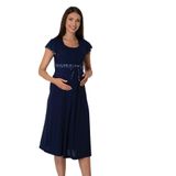 Kadın Lacivert Hamile Lohusa Kısa Kollu Gecelik, M, BS6013EF-869BST0009761