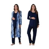 Kadın Lacivert Hamile Lohusa Sabahlıklı Pijama Takımı Effort, XL, Effortt9044-19804IGP2717062