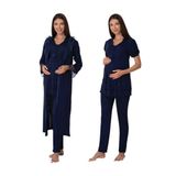 Kadın Lacivert Hamile Lohusa Sabahlıklı Pijama Takımı, XL, TYC00571702994-19804IGP27167781