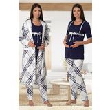 Kadın Lacivert Hamile Lohusa Sabahlıklı Spor Pijama Takımı, L, BS6024EF-869BST0009727