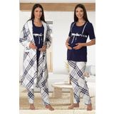 Kadın Lacivert Hamile Lohusa Sabahlıklı Spor Pijama Takımı, S, E6024EF-89D0018312189