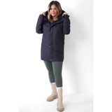 Kadın Lacivert Içi Polarlı Su ve Rüzgar Geçirmez Kapüşonlu Kışlık Mont & Kaban & Parka - 2XL