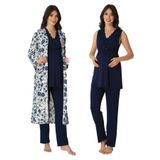 Kadın Lacivert Sabahlıklı Hamile Lohusa Pijama Takımı Effort, 2XL, EF8034EF-19804IGP27168248