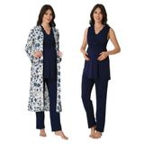 Kadın Lacivert Sabahlıklı Hamile Lohusa Pijama Takımı Effort, XL, EF8034EF-19804IGP267716