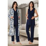 Kadın Lacivert Sabahlıklı Hamile Pijama Takımı (Lacivert/L)-ET8034EF-19804IGP253454