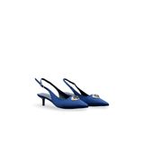 Kadın Lacivert Saten Orta Topuk Stiletto Tokalı Yeni Sezon HK1095 Lacivert 36