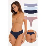 Kadın Lazer Kesim Tanga Külot 5'li Paket Set KTS3077 - Karışık