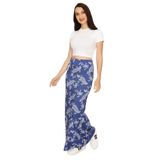 Kadın Leopar Desenli Maxi Etek Blue Mavi L