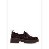 Kadın Leopar Desenli Süet Deri Maskülen Loafer AF180003DS