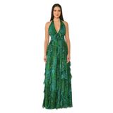 Kadın Leopar Desenli Uzun Kalem Model Yeşil-Leopar Abiye & Mezuniyet Elbisesi AB7013-YEŞ/LEO