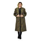 Kadın Leopar Desenli Uzun Kaşe Kaban BGL-ST04064 HAKİ M