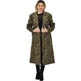 Kadın Leopar Desenli Uzun Kaşe Kaban BGL-ST04064