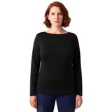 Kadın Likralı Penye Süprem Kayık Yaka Bluz Kaliteli Şık Rahat Modern Zarif Günlük_Siyah-5XL