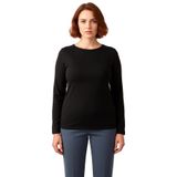 Kadın Likralı Penye Süprem Kayık Yaka Uzun Kollu Crop Üst Kaliteli Şık Rahat Modern Zarif Günlük_Siyah-2XL