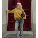 Kadın Likralı Straight Fit Gri Jean Pantolon