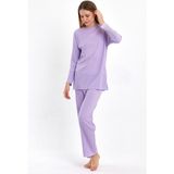 Kadın Lila Kadın Fitilli Raporlu & Eşofman, Gündelik Ev Giyim Pijama Takımı - XL