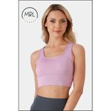 Kadın Lila Renk Spor Büstiyer Crop Halter Yaka Pedli Toparlayıcı Likralı Dalgıç Havuz Deniz Uygun - M