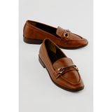Kadın Loafer Gold Tokalı Günlük Ayakkabı Elio Taba